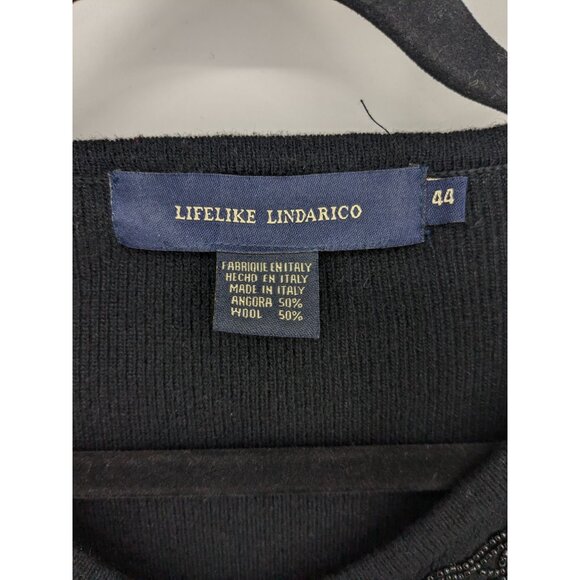 Lifelike Lindarico Knit Sweater Women Size M Pullover Angora Wool Beaded Floral - Picture 8 of 10